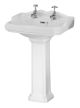 590mm Basin & Pedestal (2 Tap Hole) - Nuie CLG004 White, White colour ,image 1