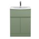 600mm Floor Standing 2 Door/Drawer Unit & Basin 4 - Hudson Reed URB803G Green, Green colour ,image 1