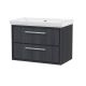 800mm Wall Hung 2-Drawer Vanity with Basin - 0 Tap Hole - Hudson Reed LIL2226H Grey, Grey colour ,image 1