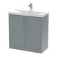 800mm Floor Standing 2 Door Vanity & Basin 3 - Hudson Reed JNU2305D Grey, Grey colour ,image 1