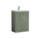 600mm Floor Standing 2 Door Vanity & Ceramic Basin - Nuie PAL119E Green