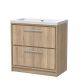 800mm Floor Standing 2-Drawer Vanity with Basin - 0 Tap Hole - Hudson Reed LIL3035K Oak, Oak colour ,image 1