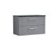 800mm Wall Hung 2 Drawer Vanity & Laminate Top - Nuie DPF295LSB Grey, Grey colour ,image 1