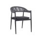 Rope Weave 770 x 560 Arm Chair - Half Back Woven Seat & Cushion - Charcoal