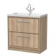 800mm Floor Standing 2-Drawer Vanity with Basin - 1 Tap Hole - Hudson Reed LIL3035L Oak, Oak colour ,image 1
