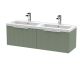 1200mm Wall Hung 2 Drawer Vanity & Double Basin - Hudson Reed DFF894C Green, Green colour ,image 1