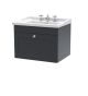 600mm Wall Hung 1 Drawer Vanity & Basin 3TH - Nuie CLC1494G Black