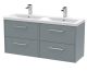 1200mm Wall Hung 4 Drawer Vanity & Double Basin - Hudson Reed JNU2324F Grey, Grey colour ,image 1