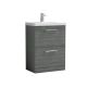600mm Floor Standing 2 Drawer Vanity & Basin 3 - Nuie ARN533D Grey, Grey colour ,image 1