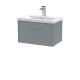 600mm Wall Hung Single Drawer Vanity & Basin 1 - Hudson Reed JNU2322A Grey, Grey colour ,image 1