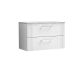 800mm Wall Hung 2 Drawer Vanity & Laminate Top - Nuie DPF195LBG White