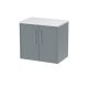 600mm Wall Hung 2 Door Vanity & Laminate Top - Hudson Reed JNU2323LSW Grey, Grey colour ,image 1