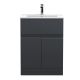 600mm Floor Standing 2 Door/Drawer Vanity & Basin 2 - Hudson Reed URB1403B Black, Black colour ,image 1