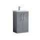 500mm Floor Standing 2-Door Vanity & Ceramic Basin - Nuie PAL030E Grey