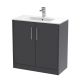 800mm Floor Standing 2 Door Vanity & Basin 2 - Hudson Reed JNU2205B Grey, Grey colour ,image 1