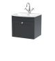 500mm Wall Hung 1-Drawer Unit & Curved Basin - Nuie CLC1491J Black, Black colour ,image 1