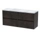 1200mm Wall Hung 4-Drawer Unit & Laminate Worktop - Nuie HAV2604LBG2 Brown, Brown colour ,image 1