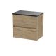 600mm Wall Hung 2 Drawer Unit & Worktop - Nuie HAV804LSB Oak, Oak colour ,image 1