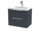600mm Wall Hung 2 Drawer Vanity & Basin 1 - Hudson Reed DFF1493A Black, Black colour ,image 1