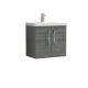 600mm Wall Hung 2 Door Vanity & Basin 3 - Nuie ARN523D Grey, Grey colour ,image 1