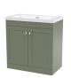 800mm Floor Standing 2-Door Vanity with Basin - 0 Tap Hole - Nuie CLC826K Green, Green colour ,image 1