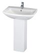 600mm Basin & Pedestal - Nuie CSS002 White, White colour ,image 1