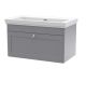 800mm Wall Hung 1 Drawer Vanity & Basin 0TH - Nuie CLC296H Grey