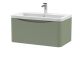 800mm Wall Hung 1 Drawer Vanity & Ceramic Basin - Nuie LUN806A Green, Green colour ,image 1