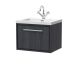 600mm Wall Hung Single Drawer Vanity with Basin - 1 Tap Hole - Hudson Reed LIL2222L Grey, Grey colour ,image 1