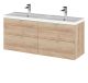 1200mm WH 4-Drawer Vanity & Double Basin - Hudson Reed CBI3032 Oak, Oak colour ,image 1