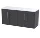 1200 Wall Hung 4-Door Vanity & Laminate Worktop - Hudson Reed JNU2223LSW2 Grey, Grey colour ,image 1