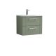600mm Wall Hung 2 Drawer Vanity & Basin 4 - Nuie DPF893G Green, Green colour ,image 1