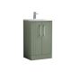 500mm Floor Standing 2 Door Vanity & Basin 4 - Nuie DPF823G Green, Green colour ,image 1