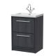 600mm Floor Standing 2-Drawer Vanity with Basin - 1 Tap Hole - Hudson Reed LIL2233L Grey, Grey colour ,image 1