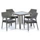 Oasis Glass Top Table and 4 Chairs Set - 4 Seat Grey Rattan Dining Set