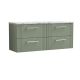 1200 Wall Hung 4-Drawer Vanity & Laminate Worktop - Nuie DPF893LCM2 Green, Green colour ,image 1
