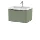 600mm Wall Hung 1 Drawer Vanity & Polymarble Basin - Nuie LUN805 Green, Green colour ,image 1