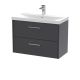 800mm Wall Hung 2 Drawer Vanity & Basin 3 - Hudson Reed JNU2226D Grey, Grey colour ,image 1