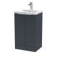 500mm Floor Standing 2 Door Vanity & Basin 1 - Hudson Reed DFF1423A Black, Black colour ,image 1