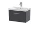 600mm Wall Hung Single Drawer Vanity & Basin 3 - Hudson Reed JNU2222D Grey, Grey colour ,image 1