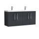 1200mm Wall Hung 4 Door Vanity & Double Basin - Nuie ARN1423F Black, Black colour ,image 1