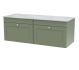 1200mm Wall Hung 2-Drawer Vanity with Marble Top - Nuie CLC894GMT2 Green, Green colour ,image 1