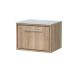 600mm Wall Hung Single Drawer Vanity with Marble Worktop - Hudson Reed LIL3022GMT Oak, Oak colour ,image 1