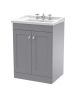 600mm Floor Standing 2 Door Vanity & Basin 3TH - Nuie CLC225G Grey, Grey colour ,image 1