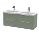 1200mm Wall Hung 4 Drawer Vanity & Double Basin - Hudson Reed DFF893C Green, Green colour ,image 1