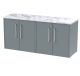 1200 Wall Hung 4-Door Vanity & Laminate Worktop - Hudson Reed JNU2323LCM2 Grey, Grey colour ,image 1