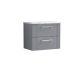 600 Wall Hung 2-Drawer Vanity & Laminate Worktop - Nuie DPF293LCM Grey, Grey colour ,image 1