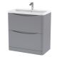 800mm Floor Standing 2 Drawer Vanity & Polymarble Basin - Nuie LUN203 Grey, Grey colour ,image 1