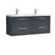 1200mm Wall Hung 4 Drawer Vanity & Double Basin - Nuie DPF1493C Black, Black colour ,image 1