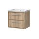 600mm Wall Hung 2-Drawer Vanity with Basin - 0 Tap Hole - Hudson Reed LIL3024K Oak, Oak colour ,image 1